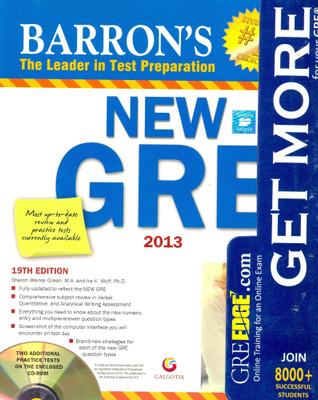 Barron's New GRE: The Leader in Test Preparation 2013 (With CD-ROM) 19th Edition: Book Buy Barron's New GRE: The Leader in Test Preparation 2013 (With CD-ROM) 19th Edition: Book